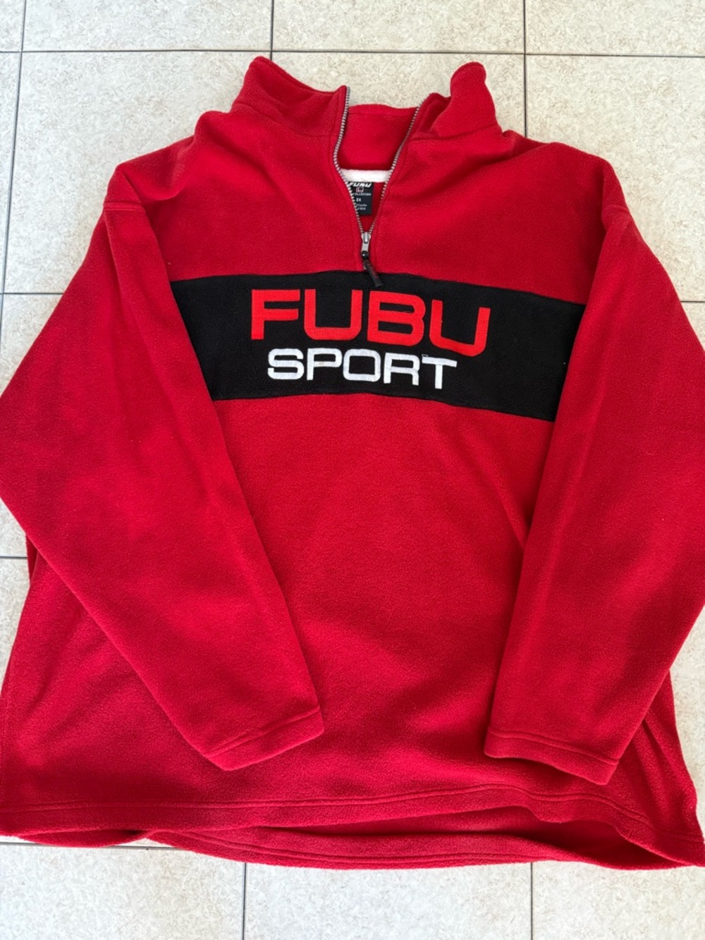 FUBU Red and Black Quarter-Zip Sport Fleece Pullover